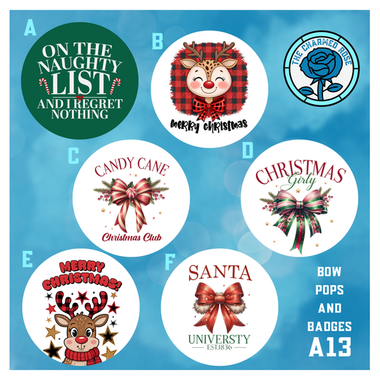 Cute Christmas - Bow Pops & Badges (A13)