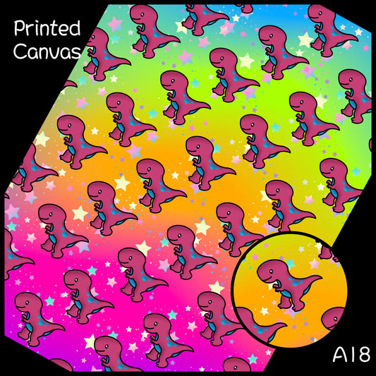 Bright Pink Dinos - Printed Canvas