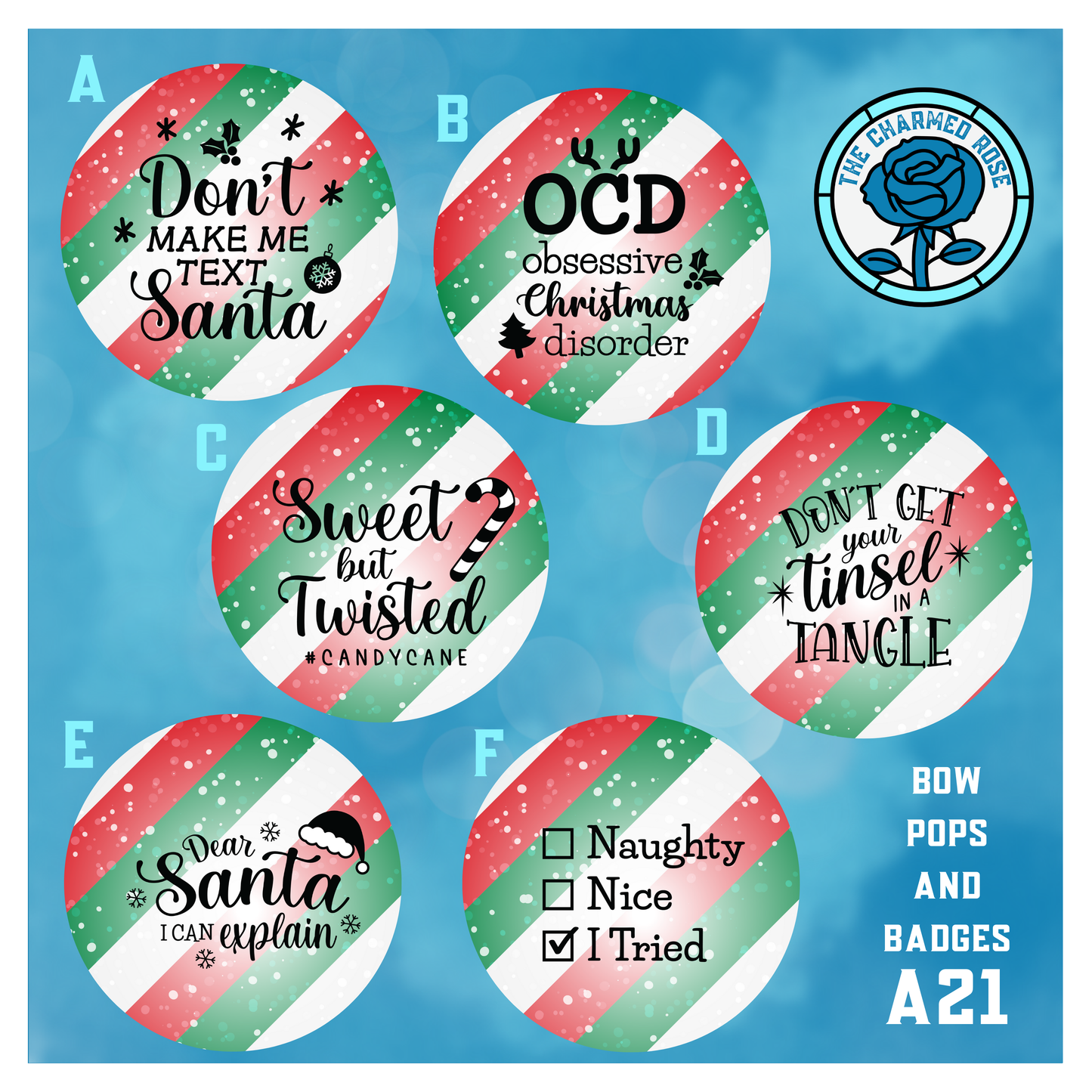 Funny Christmas - Bow Pops & Badges (A21)