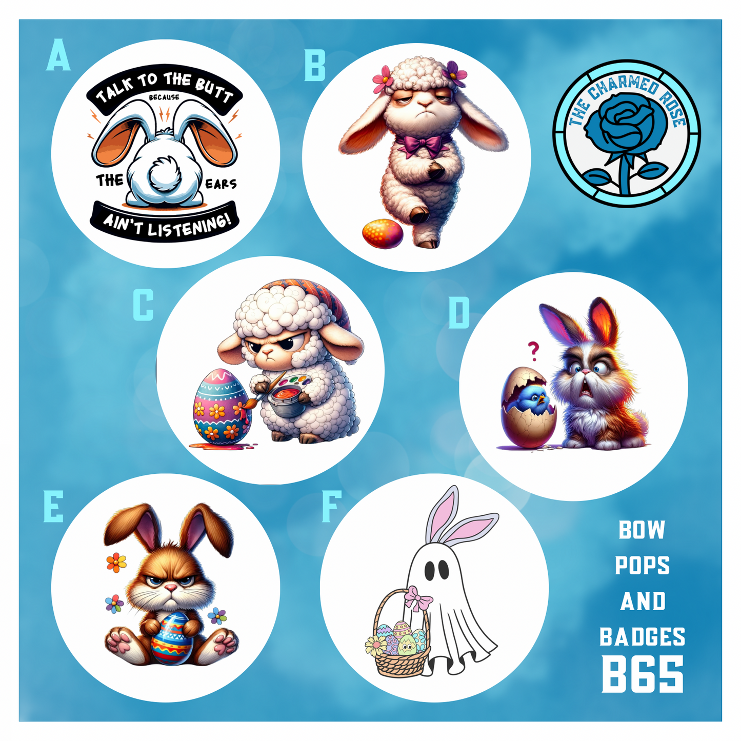 Easter themed - Bow Pops & Badges (B65)