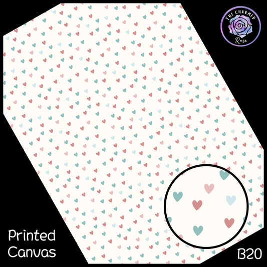 Ditsy muted Hearts - Printed Canvas