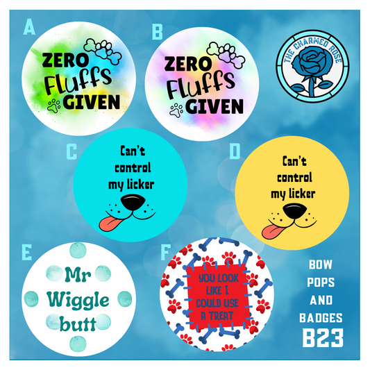 Fun Dog themed - Bow Pops & Badges (B23)