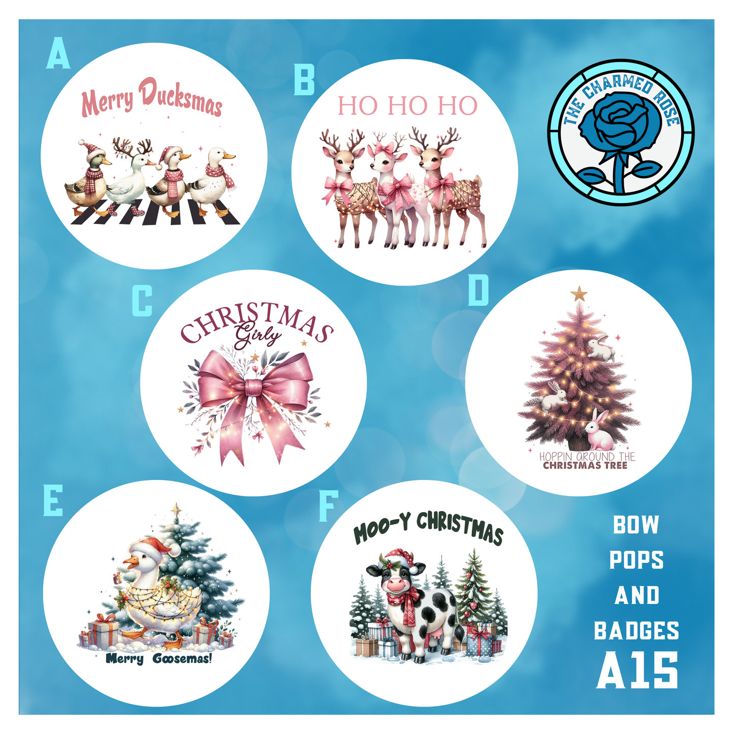 Pink and Pretty Christmas - Bow Pops & Badges (A15)