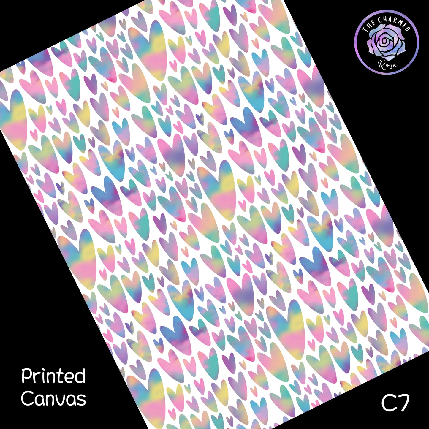 Ombre rainbow Hearts - Printed Canvas