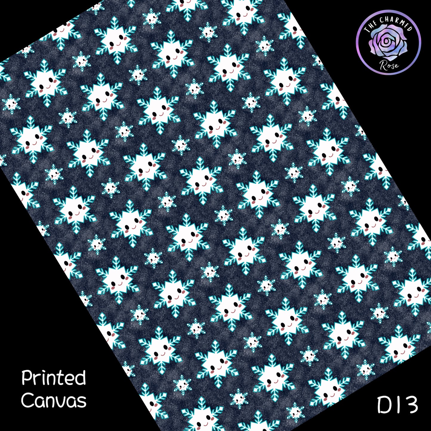 Snowflakes on Navy - Printed Canvas