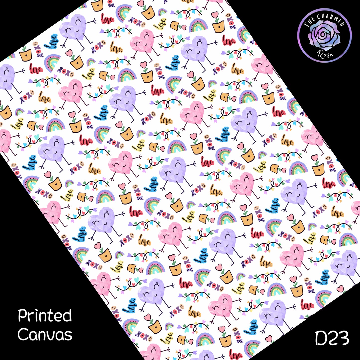 Valentine Cute Pattern - Printed Canvas