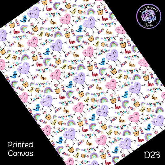 Valentine Cute Pattern - Printed Canvas