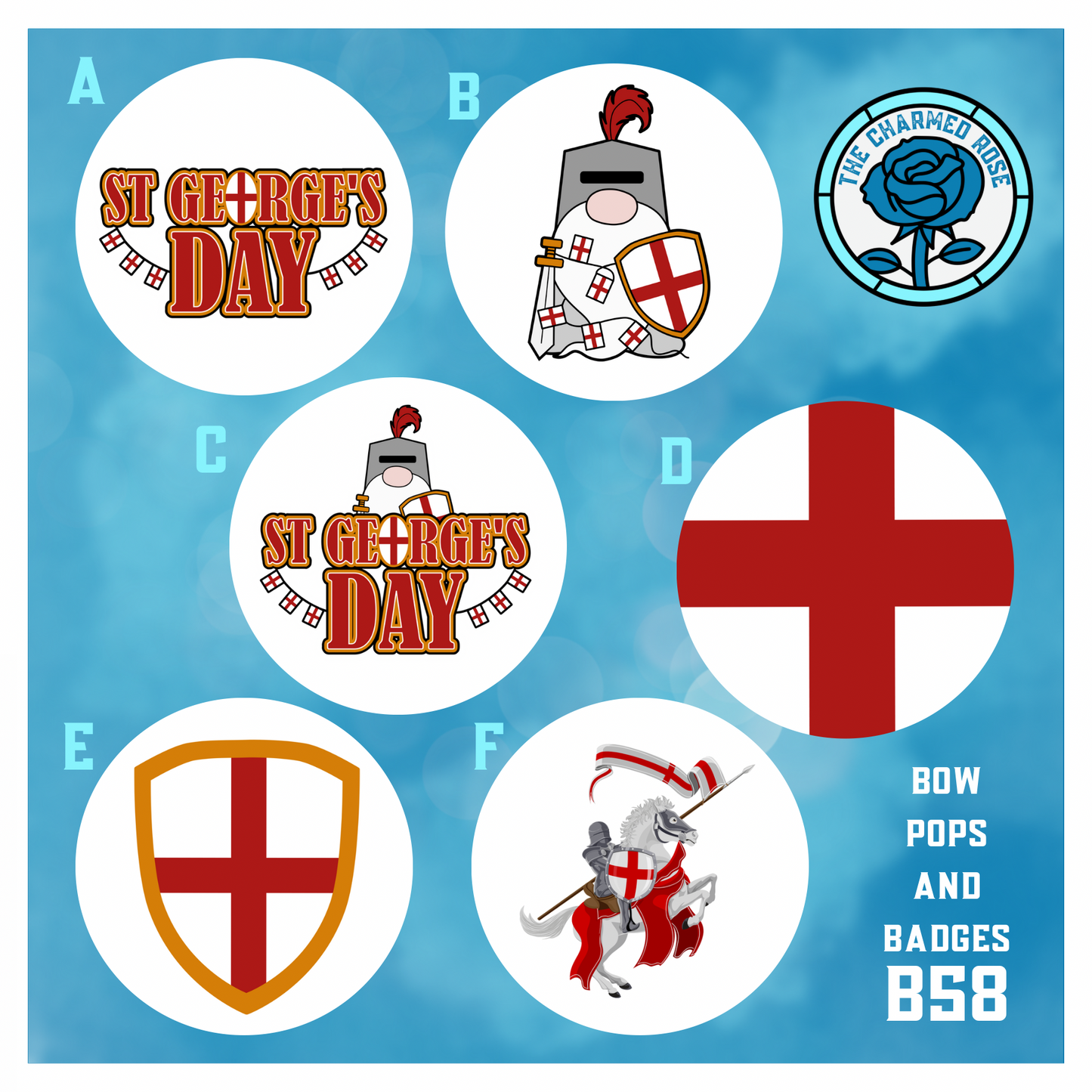 St George england - Bow Pops & Badges (B58)