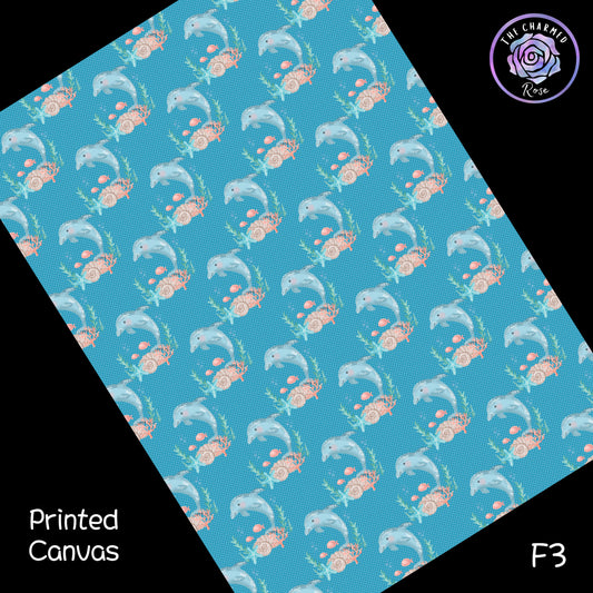 Floral Dolphin - Printed Canvas