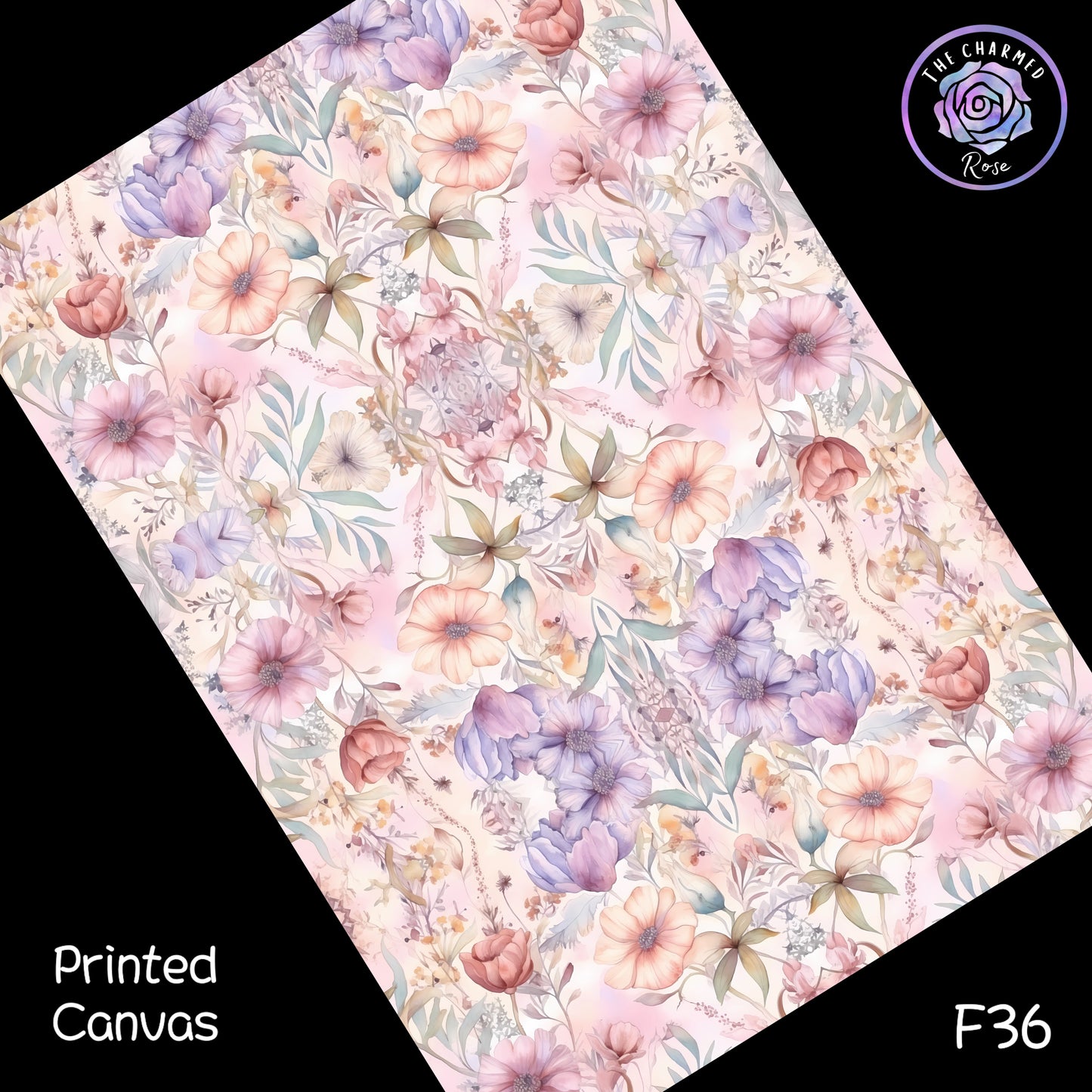 Muted Tone Realistic Flowers - Printed Canvas