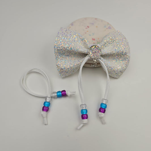 White, purple & blue Bow beads