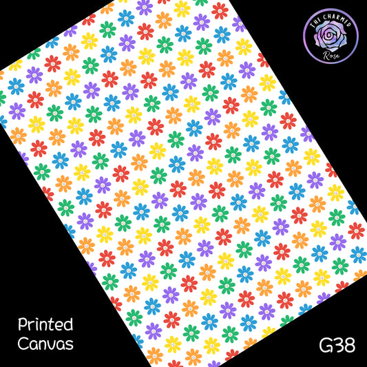 Bright Smiley Flowers - Printed Canvas