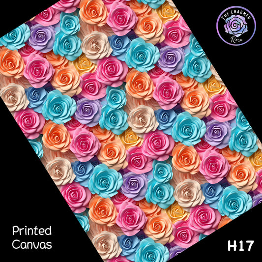 3D Roses Print Colourway A - Printed Canvas