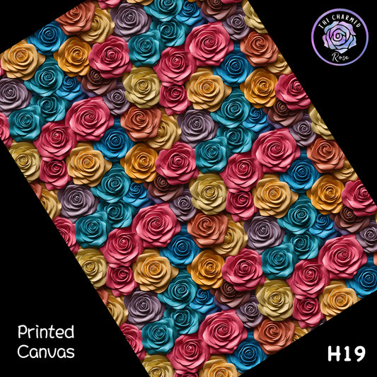 3D Roses Print Colourway C - Printed Canvas