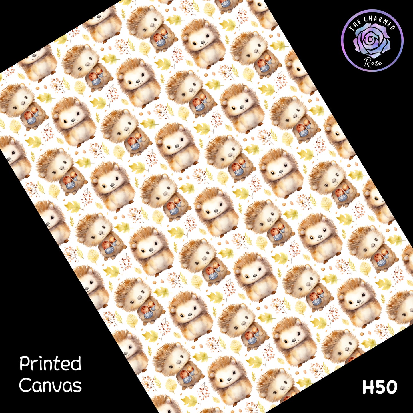 Acorn Hedgehog Pattern - Printed Canvas