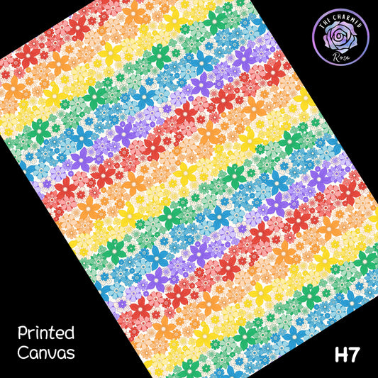 Retro Rainbow Flowers  - Printed Canvas