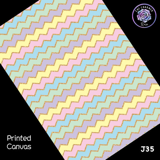 Zigzag Gold Pastel Pattern - Printed Canvas