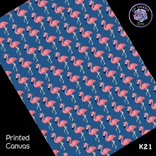 Pretty Flamingos on Navy - Printed Canvas