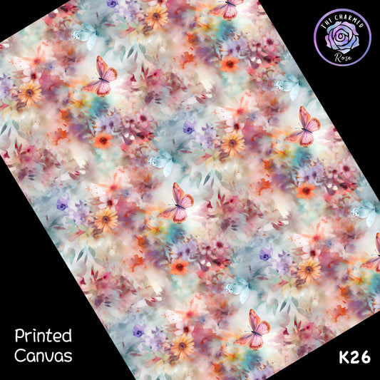 Whimsical Butterfly Florals A - Printed Canvas