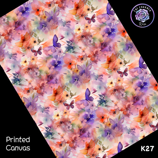 Whimsical Butterfly Florals B - Printed Canvas