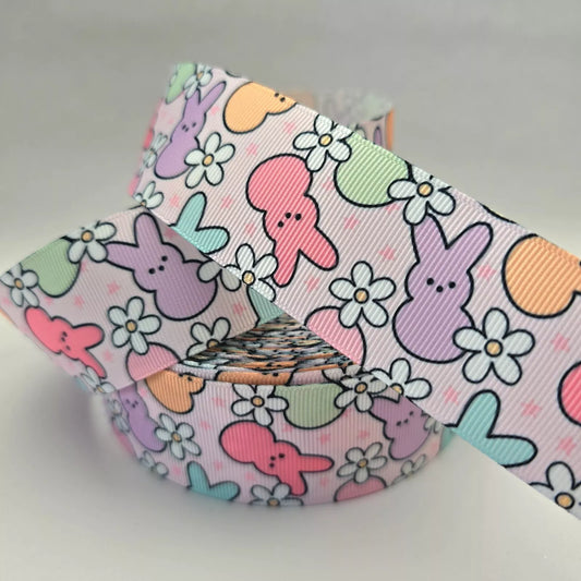 Grosgrain Ribbon 38mm 1.5inch Ribbon - Bright Easter Bunnies.