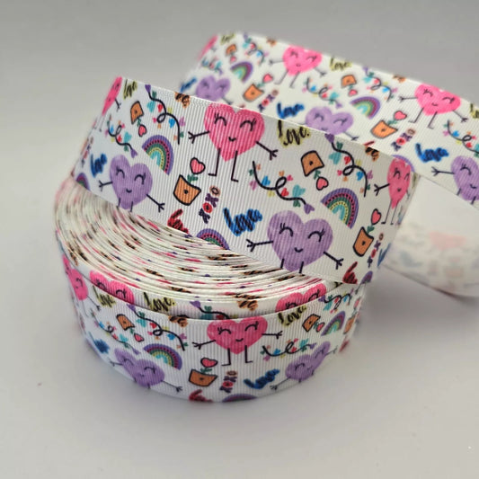 Grosgrain Ribbon 38mm 1.5inch Ribbon - Valentine doodles.