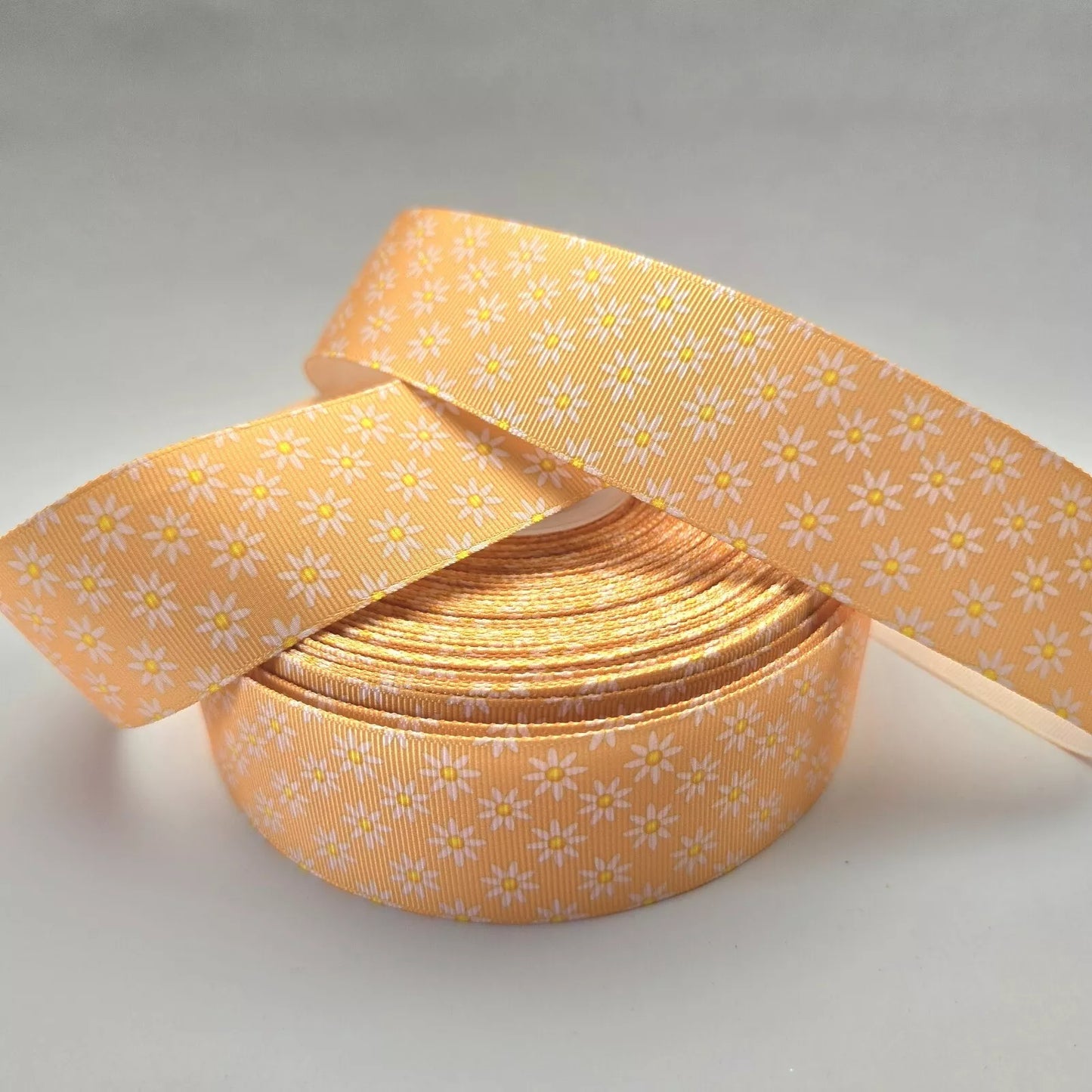 Grosgrain Ribbon 38mm 1.5inch Ribbon - Yellow Daisies.