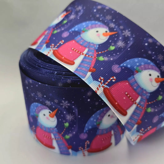 Grosgrain Ribbon 75mm 3inch Ribbon - Snowman.