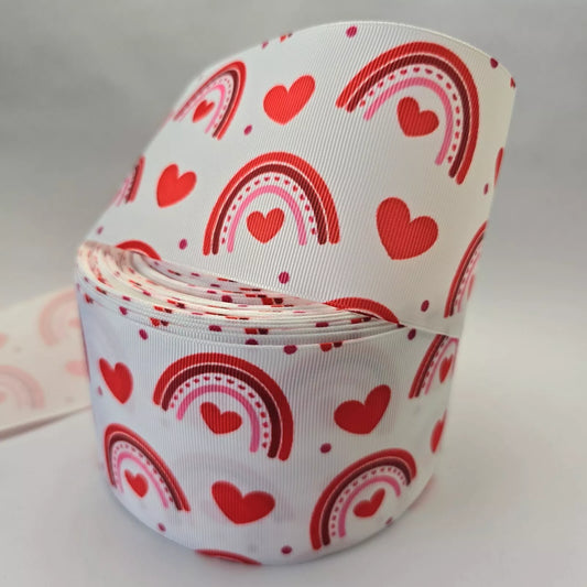 Grosgrain Ribbon 75mm 3inch Ribbon - Love Rainbows