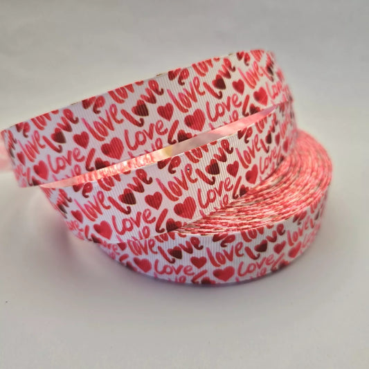 Grosgrain Ribbon 25mm 1inch Ribbon - Love Letters