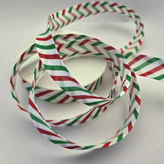 25mm Bias Binding Tape - Candy Cane Stripe.