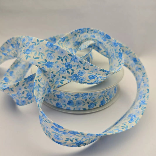 25mm Bias Binding Tape - Ditsy Blue Floral