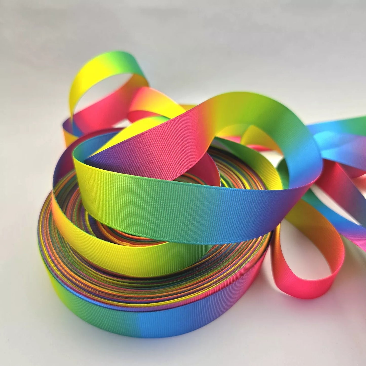 Grosgrain Ribbon 25mm 1inch Ribbon - Ombre Rainbow colours