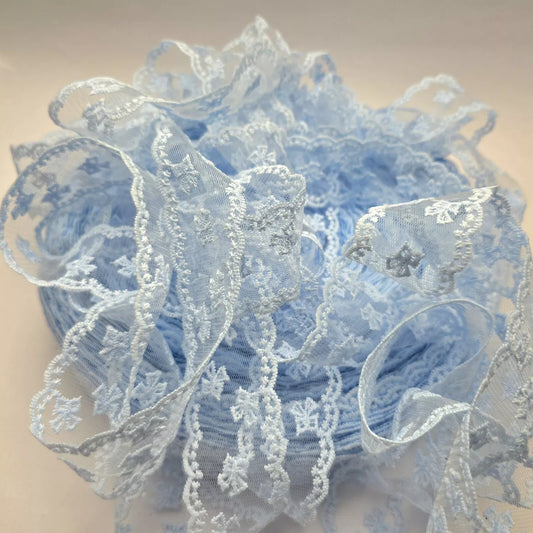 Pretty Bow Lace Ribbon 38mm - Blue