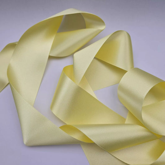 50mm 2" Double Sided Satin - Pale Lemon