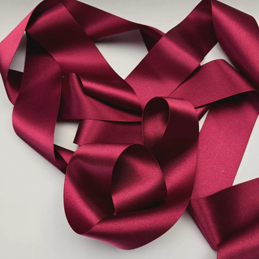 50mm 2" Double Sided Satin - Burgundy