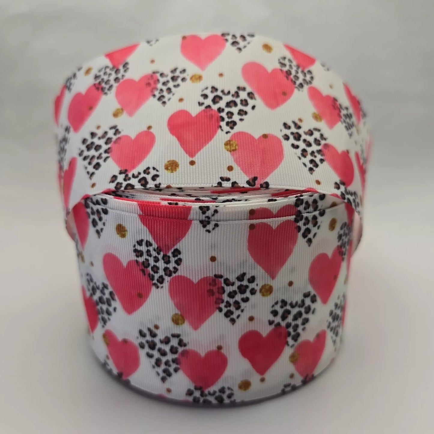 Grosgrain Ribbon 75mm 3inch Ribbon - Love Hearts