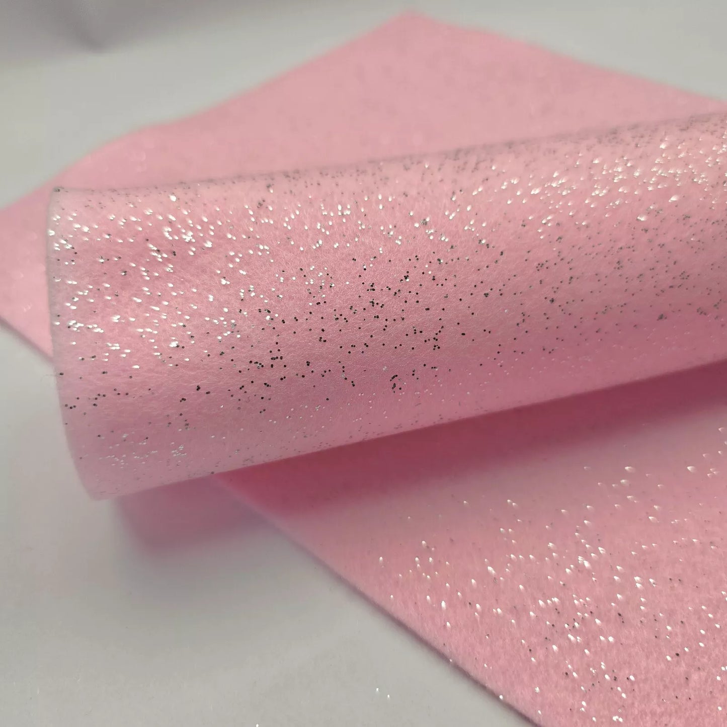 Hair Bow Making Fabric. Super Soft Glitter Felt. Baby Pink.