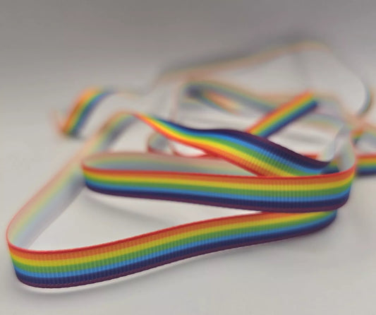 9mm Rainbow Stripe Ribbon- Grosgrain Bright - 2meters