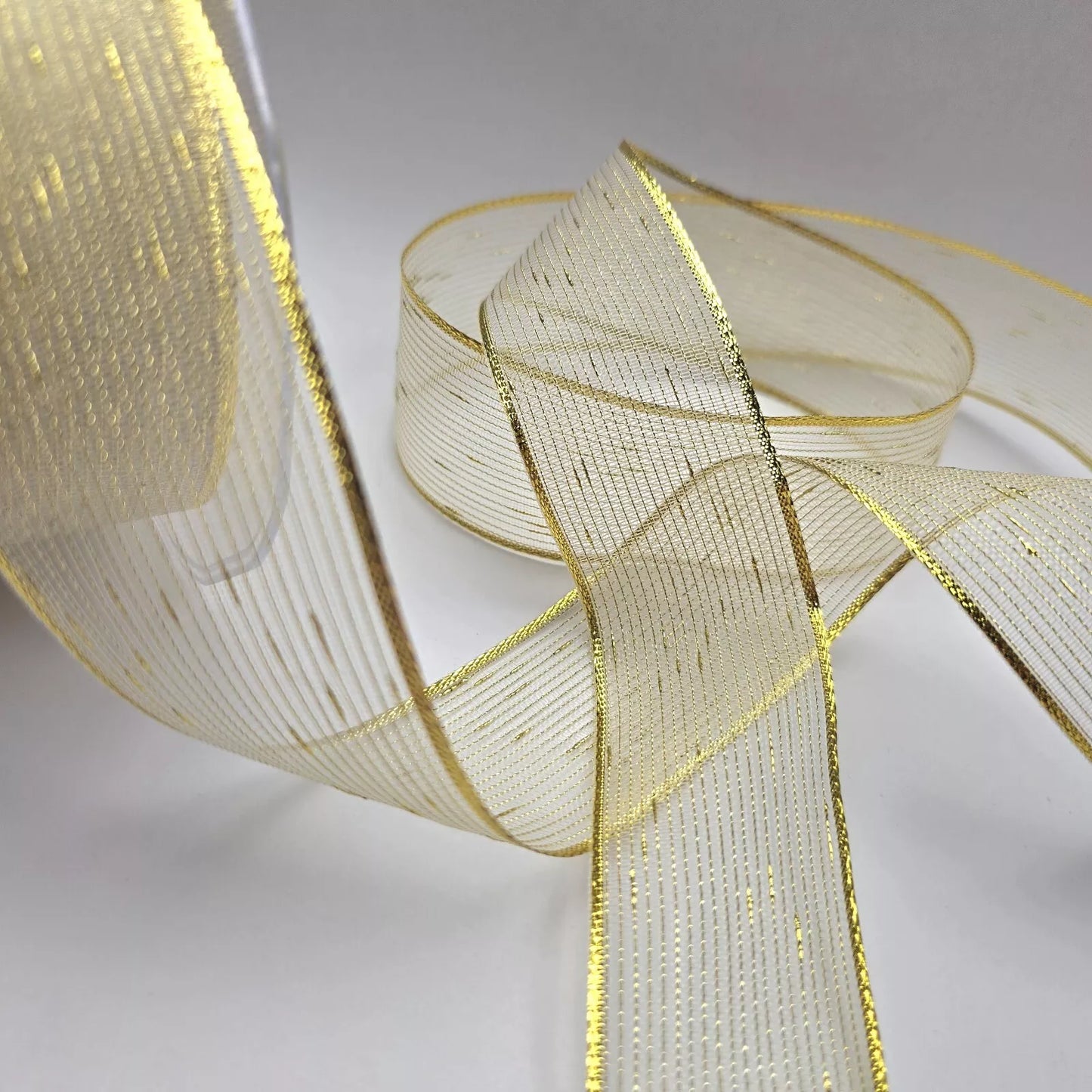 40mm Fleck Organza Golden Ribbon