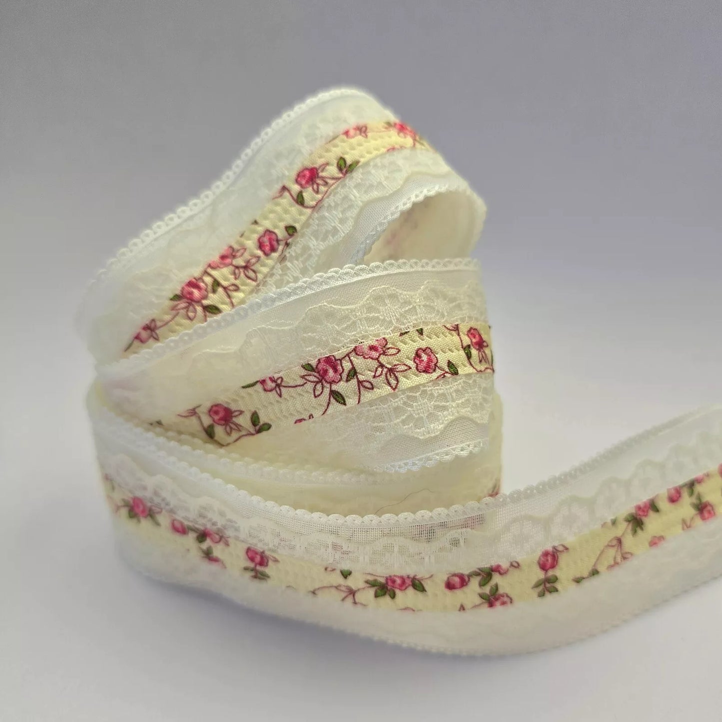 Pink Floral Lace Ribbon. Vintage Look Very Pretty