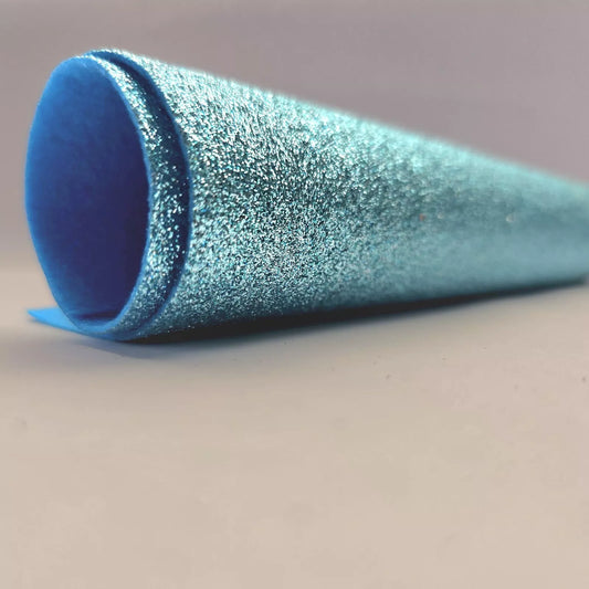 Hair Bow Making Fabric. Firm Glitter Felt. Light Blue.
