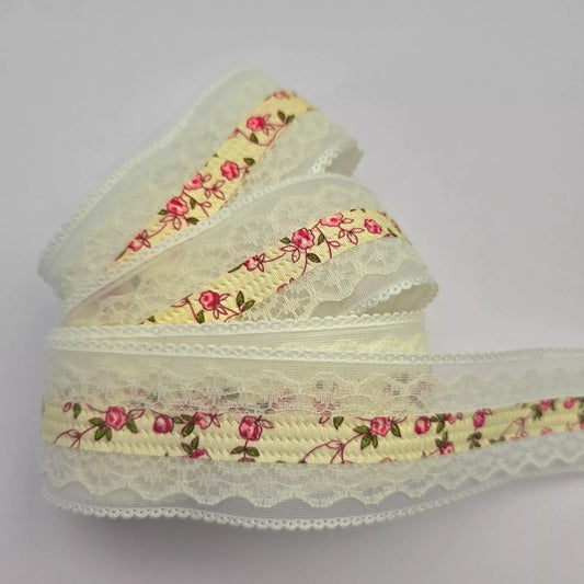 Pink Floral Lace Ribbon. Vintage Look Very Pretty